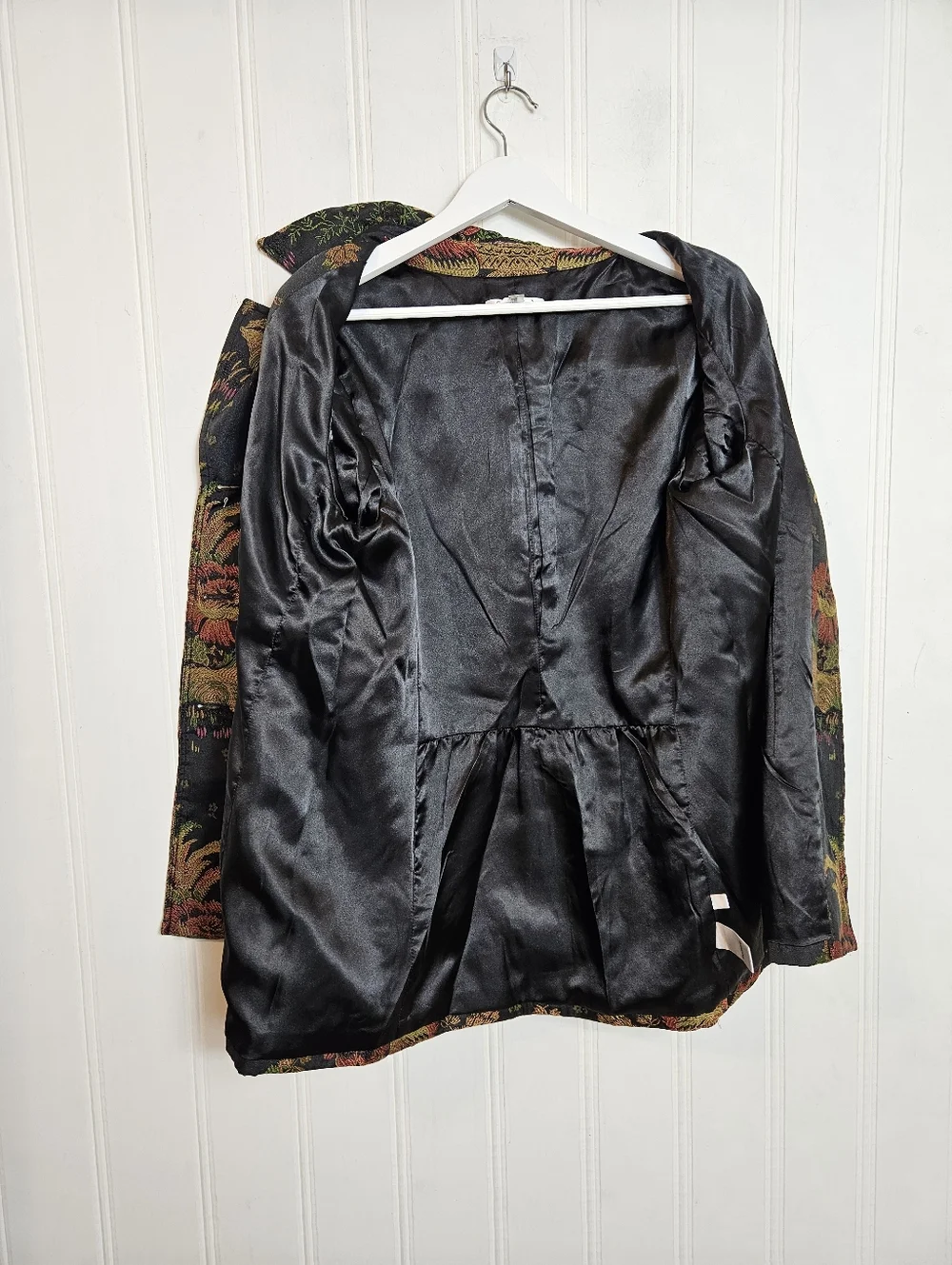 CAbi Blazer Size L Chenoise #704 Chinoiserie Floral Tapestry Jacquard Black Gold